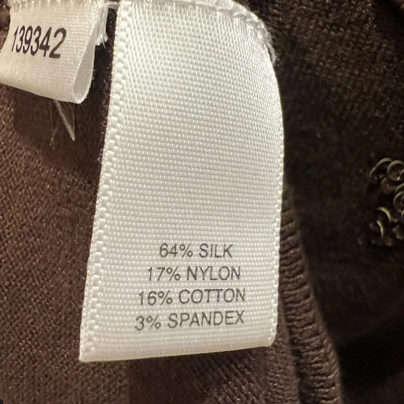 Ann Taylor brown beaded v-neck sweater silk-blend sleeveless top medium - Picture 14 of 17